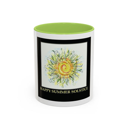 Happy Summer Solstice Coffee Mug — Sun Illustration Accent Mug (11/15oz)