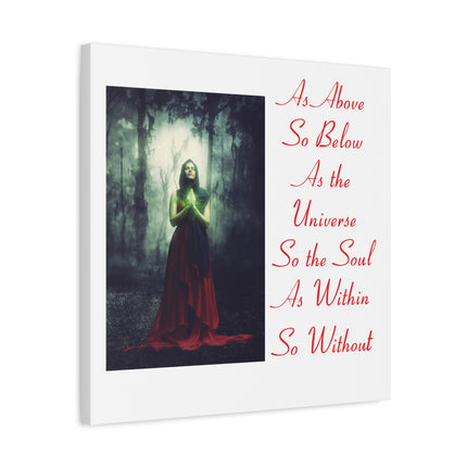 As Above So Below Inspirational Wall Canvas - Mystical Woman Quote Stretched Matte Canvas