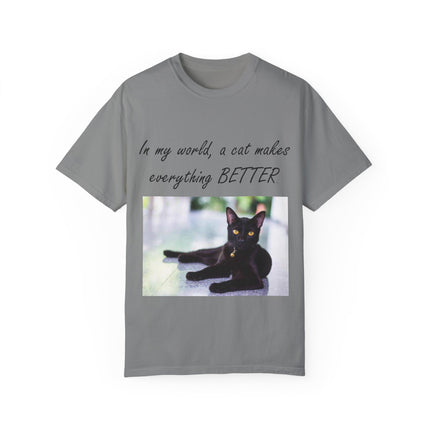 In My World Cat T-Shirt – Unisex Garment-Dyed Tee for Cat Lovers
