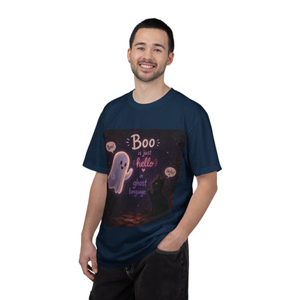 Halloween Ghost T-Shirt — “Boo is just hello in ghost language” Cute Spooky Tee