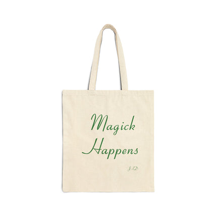Magick Happens Canvas Tote Bag — Witchy Boho Market Bag