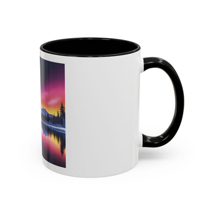 Aurora Lake Accent Coffee Mug — Northern Lights Landscape 11/15oz