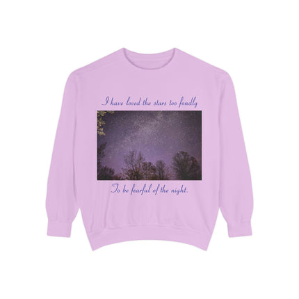 Inspirational Night Sky Sweatshirt - 'I Have Loved the Stars Too Fondly'