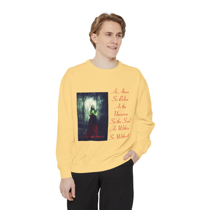 Inspirational Sweatshirt – “As Above So Below” Wiccan Design (Unisex)