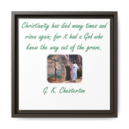 Framed Canvas Wall Art — G.K. Chesterton Easter Quote with Resurrection Image