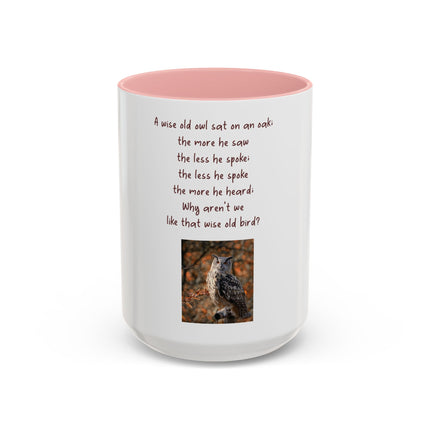 Owl Poem Accent Coffee Mug – Rustic Wildlife Quote Mug (11/15oz)