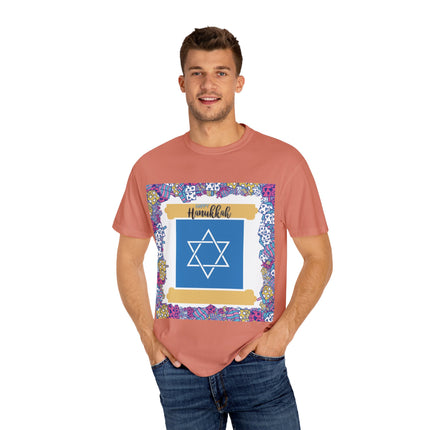 Happy Hanukkah Tee – Unisex Garment-Dyed Shirt for the Festival of Lights