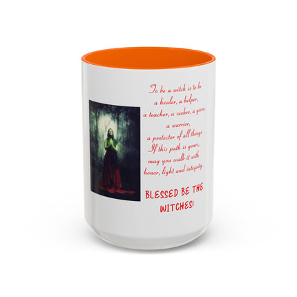 Blessed Be the Witches Accent Coffee Mug — Witchcraft Poem, Gothic Pagan Gift