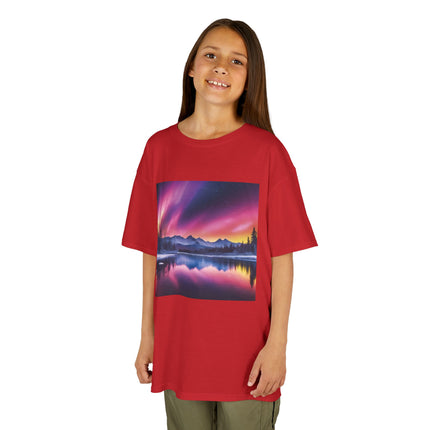 Kids Tee — Colorful Northern Lights Mountain Print