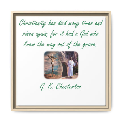 Framed Canvas Wall Art — G.K. Chesterton Easter Quote with Resurrection Image