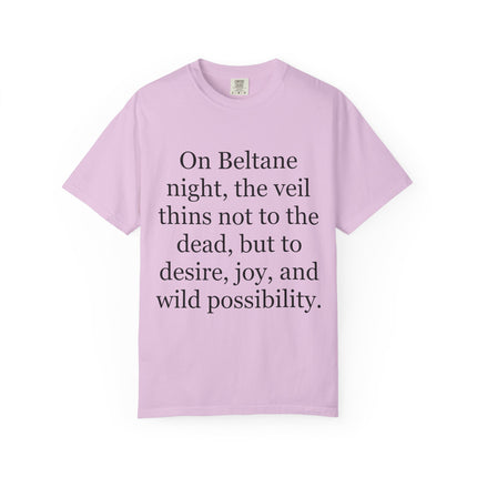Beltane Quote T-Shirt — "On Beltane night..." Pagan Spring Celebration Tee