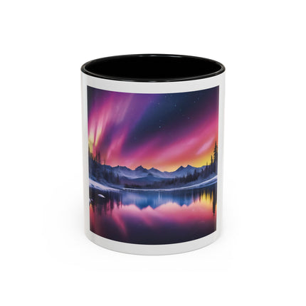 Aurora Lake Accent Coffee Mug — Northern Lights Landscape 11/15oz