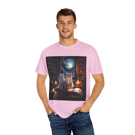 Magical Cats T-Shirt – Cozy Night Reading – Unisex Garment-Dyed