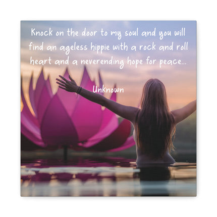 Inspirational Yoga Wall Art Canvas – “Knock on the door to my soul…” Quote