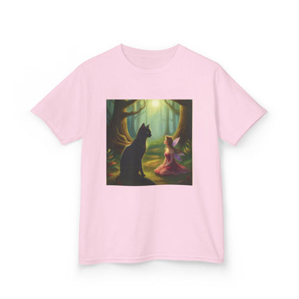Kids Tee — Fairy Princess and Cat Forest Illustration