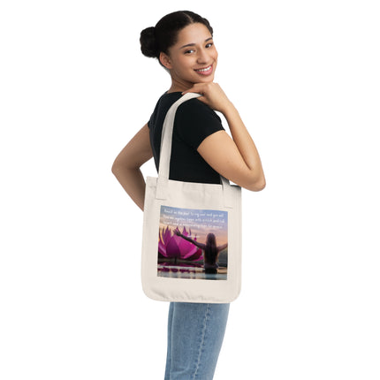 Inspirational Organic Canvas Tote Bag - Peaceful Lotus Design