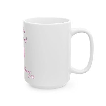 Damask Rose Ceramic Mug — "The Queen of Flowers" Botanical Coffee Cup (11oz & 15oz)