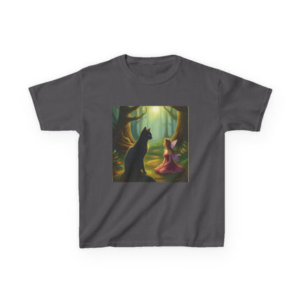 Kids Tee — Fairy Princess and Cat Forest Illustration