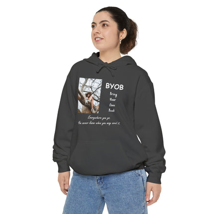 Bring Your Own Book Hoodie — 'B.Y.O.B. Bring Your Own Book. Everywhere you go.' Reader Hoodie