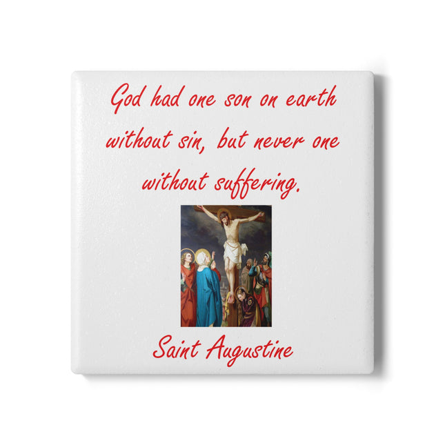Religious Ceramic Coaster - Saint Augustine Inspirational Quote