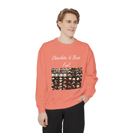 Chocolate Is Brain Fuel Sweatshirt – Unisex Garment-Dyed Cozy Top