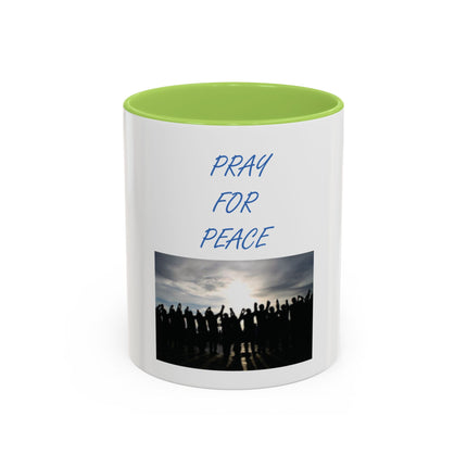 Pray for Peace Accent Coffee Mug — Inspirational Religious Prayer Mug (11/15oz)