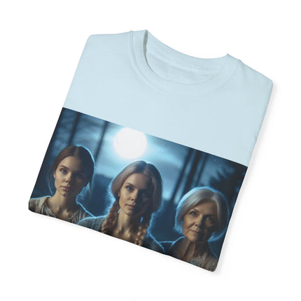 Mystical Sisterhood Tee – Garment-Dyed Shirt of Triple Goddess