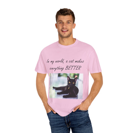 In My World Cat T-Shirt – Unisex Garment-Dyed Tee for Cat Lovers