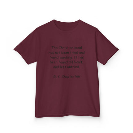Inspirational Kids Tee - G.K. Chesterton Quote, Heavy Cotton