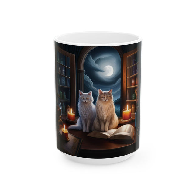 Cat Lovers Ceramic Mug – Cozy Night Vibes – 15oz