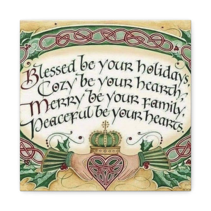 Christmas Blessing Canvas Wall Art – "Blessed be your holidays" Stretched Matte Print