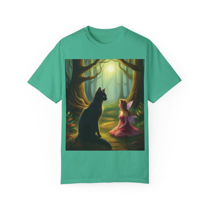 Whimsical Fairy & Cat Tee – Nature-Inspired Unisex Graphic Shirt