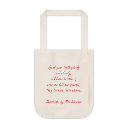 Inspirational Organic Canvas Tote Bag - "Speak Your Truth" Quote