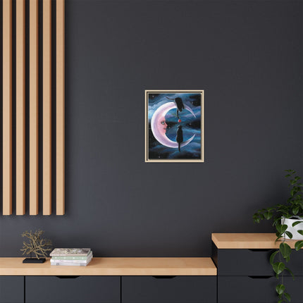 Framed Matte Canvas Moon Cats Wall Art — Whimsical Night Sky Print