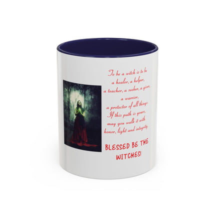 Blessed Be the Witches Accent Coffee Mug — Witchcraft Poem, Gothic Pagan Gift