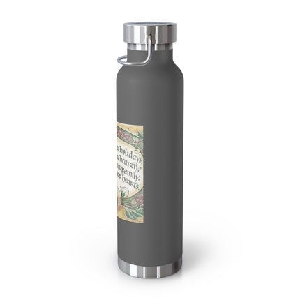 Inspirational Copper Insulated Water Bottle - 22oz with Blessing Design