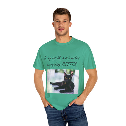 In My World Cat T-Shirt – Unisex Garment-Dyed Tee for Cat Lovers