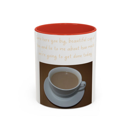 Funny Tea Mug – “Lie to Me” Motivational Accent Ceramic – 11oz