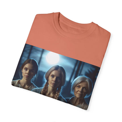 Mystical Sisterhood Tee – Garment-Dyed Shirt of Triple Goddess