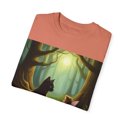 Whimsical Fairy & Cat Tee – Nature-Inspired Unisex Graphic Shirt