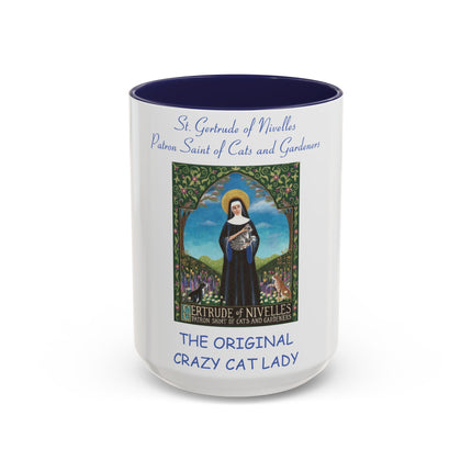 Crazy Cat Lady Accent Mug – St. Gertrude of Nivelles – 15oz