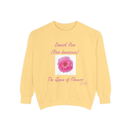 Unisex Floral Sweatshirt - Damask Rose Design - The Queen of Flowers