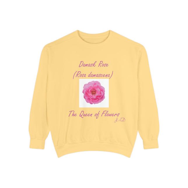Unisex Floral Sweatshirt - Damask Rose Design - The Queen of Flowers