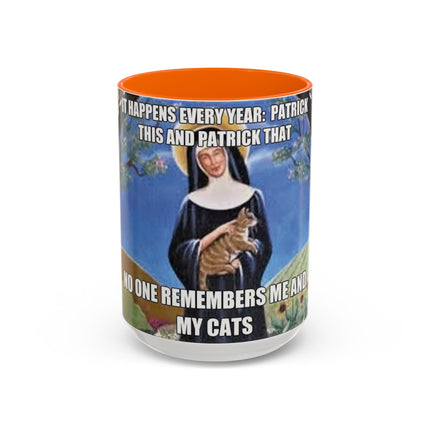 Accent Coffee Mug – Cat & Saint Humor – 15oz Gift Idea