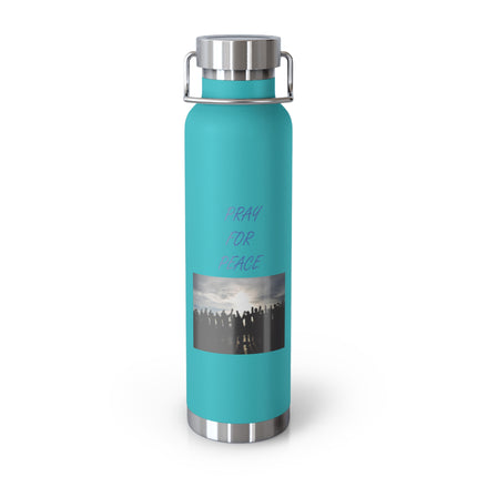 22oz Insulated Water Bottle — 'Pray for Peace' Matte Copper Vacuum Flask