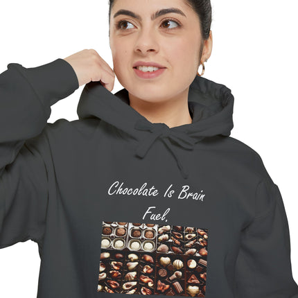 Chocolate Lover Hoodie — "Chocolate Is Brain Fuel" Photo Print