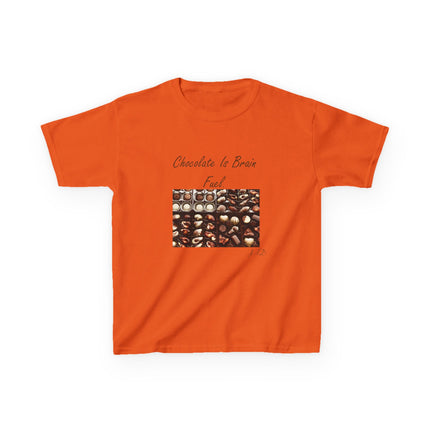 Kids Heavy Cotton™ Tee - "Chocolate Is Brain Fuel" - Fun Gifts for Young Chocolate Lovers