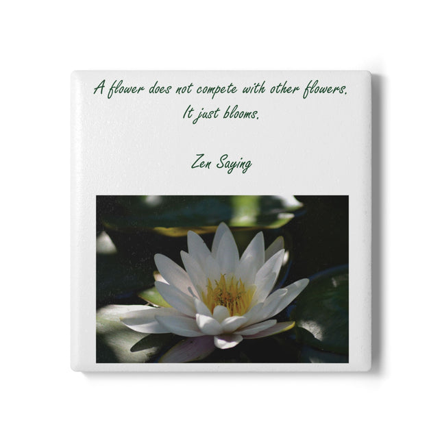 Zen Saying Ceramic Coaster – Mindfulness Quote for Home Decor