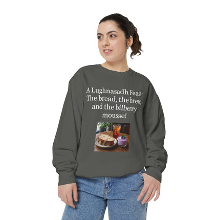 Lughnasadh Feast Sweatshirt — "The bread, the brew, and the bilberry mousse!"