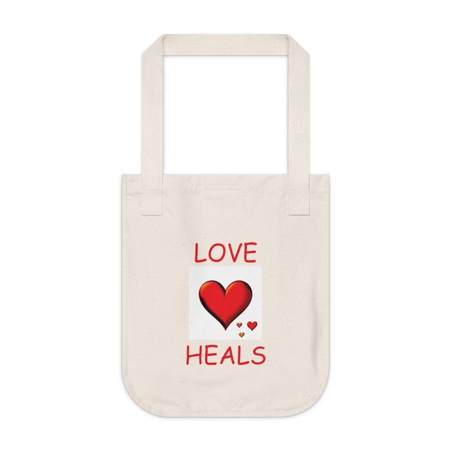 Love Heals Tote – Organic Canvas Bag for Gifts & Gentle Living